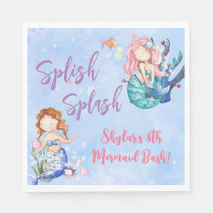 Serviette En Papier Aquarelle Mermaid Bash Anniversaire