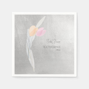 Serviette En Papier Aquarelle métallique argenté Tulip Cocktail