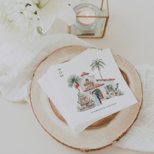 Serviette En Papier Aquarelle Mexique Hacienda   Mariage