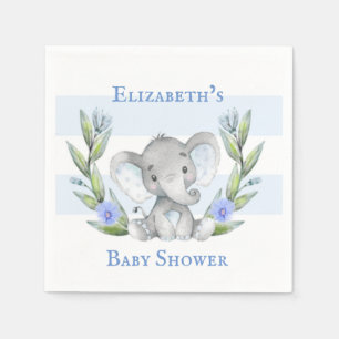 Serviette En Papier Aquarelle mignonne Baby shower éléphant garçon