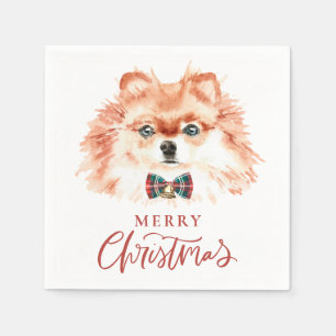 Serviette En Papier Aquarelle mignonne Chien roumain Joyeux Noël