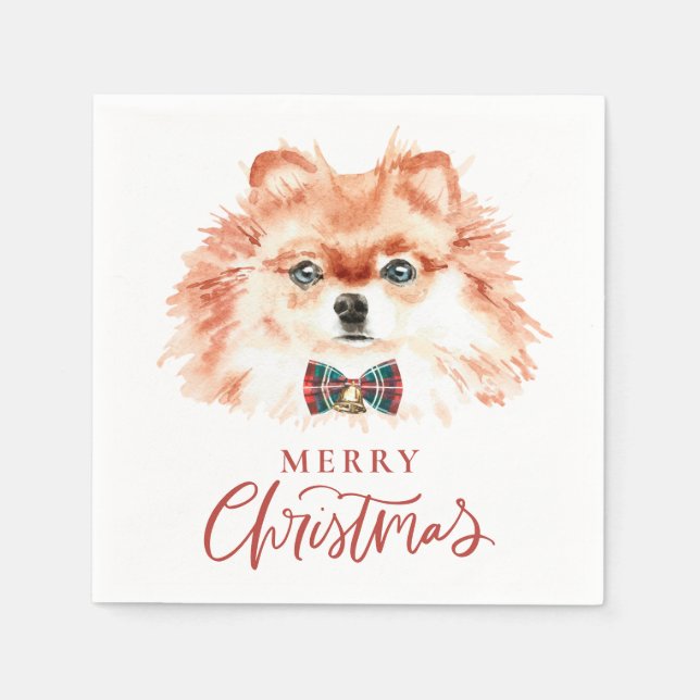 Serviette En Papier Aquarelle mignonne Chien roumain Joyeux Noël (Devant)