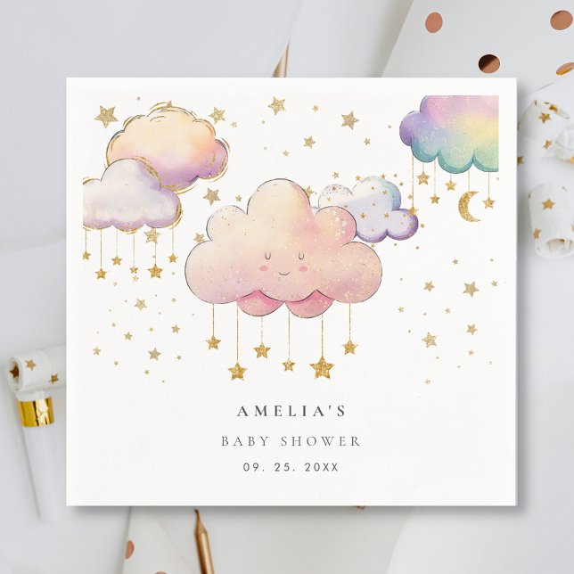 Serviette En Papier Aquarelle mignonne Cloud Star Baby Girl Douche (Créateur téléchargé)