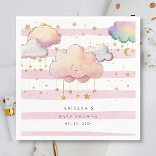 Serviette En Papier Aquarelle mignonne Cloud Star Baby Girl Douche ros