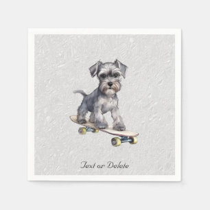 Serviette En Papier Aquarelle miniature Schnauzer