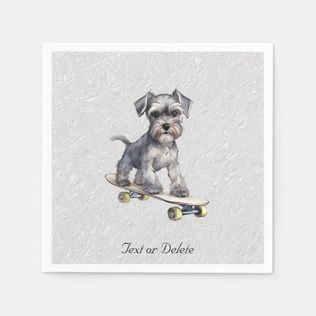 Serviette En Papier Aquarelle miniature Schnauzer (Devant)