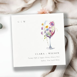 Serviette En Papier Aquarelle minimale Floral Vin Mariage