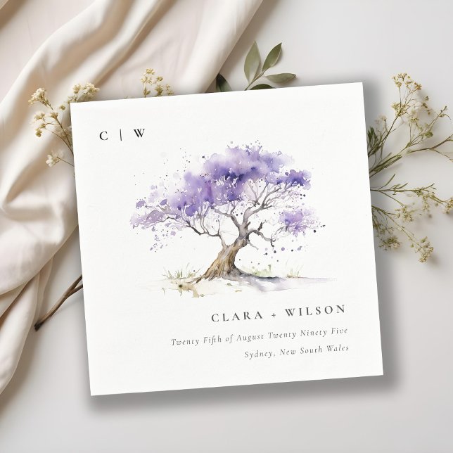 Serviette En Papier Aquarelle minimale Lilac Jacaranda Mariage arbre (Créateur téléchargé)