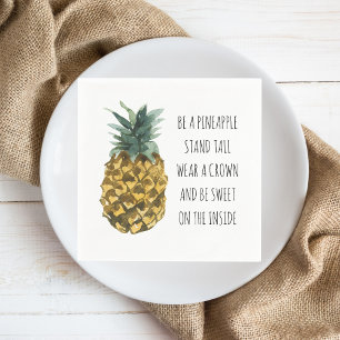Serviette En Papier Aquarelle moderne ananas et citation amusante posi