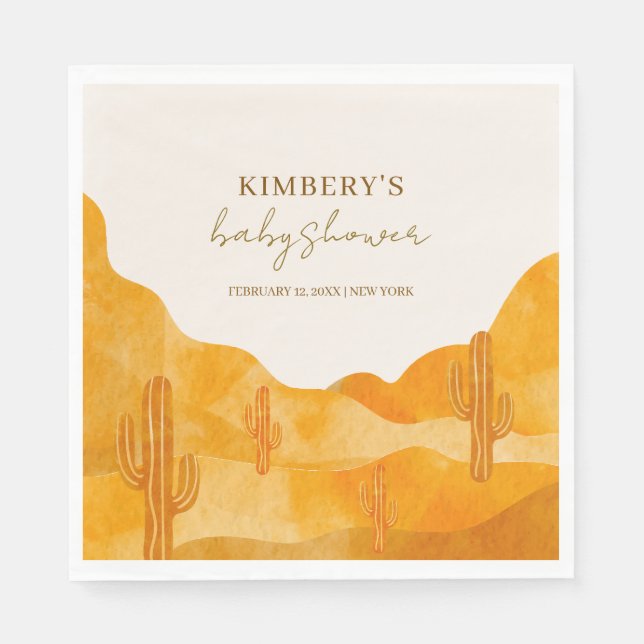 Serviette En Papier Aquarelle moderne Boho Desert Cactus Baby shower (Devant)