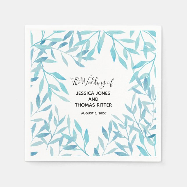 Serviette En Papier Aquarelle moderne élégant Floral Blue (Devant)