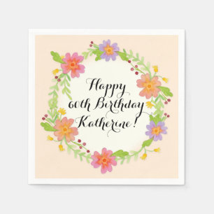 Serviette En Papier Aquarelle Moderne Floral Décor de fête d'anniversa