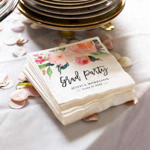Serviette En Papier Aquarelle moderne Floral Graduation Party