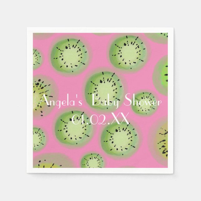 Serviette En Papier Aquarelle moderne Kiwi Fruit Babyshower (Devant)