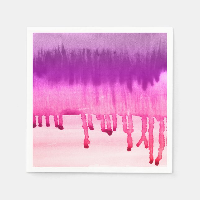 Serviette En Papier Aquarelle moderne Magenta violet Ombre (Devant)