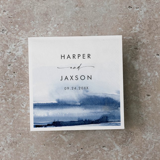 Serviette En Papier Aquarelle moderne | Napkins Mariage bleu (Créateur téléchargé)