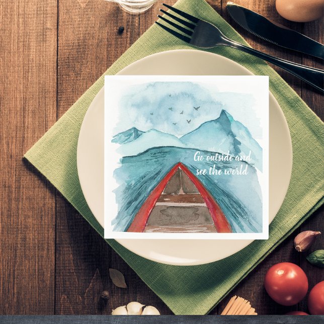 Serviette En Papier Aquarelle Moderne Nature Voir La Devis Mondiale (Créateur téléchargé)