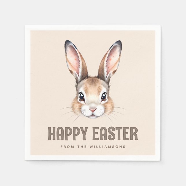 Serviette En Papier Aquarelle moderne personnalisée Mignonne Lapin de  (Devant)