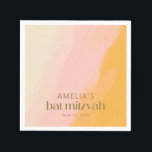 Serviette En Papier Aquarelle moderne rose jaune Bat mitzvah personnal<br><div class="desc">Aquarelle Boho moderne rose Bat mitzvah jaune</div>