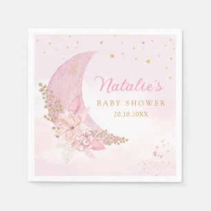 Serviette En Papier Aquarelle moderne sur la lune Baby Girl Douche