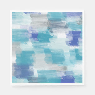 Serviette En Papier Aquarelle moderne turquoise et gris Art Abstrait
