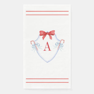 Serviette En Papier Aquarelle Monogram Bow Sucre de canne Crest