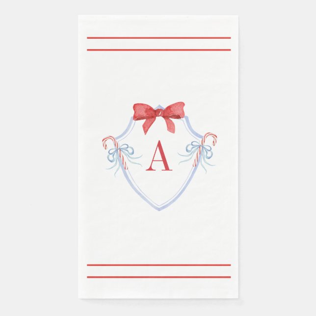 Serviette En Papier Aquarelle Monogram Bow Sucre de canne Crest (Devant)