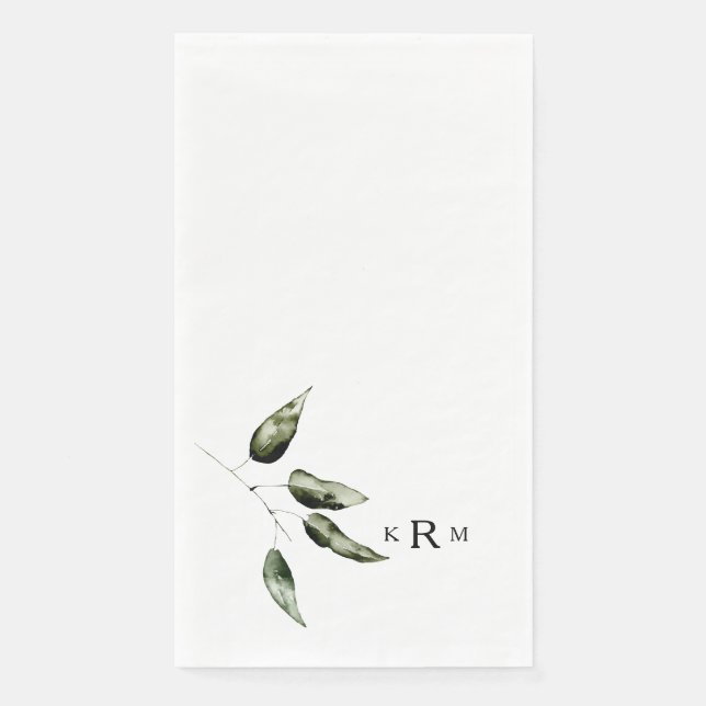 Serviette En Papier Aquarelle Monogramme botanique (Devant)
