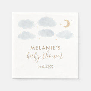Serviette En Papier Aquarelle Moon Stars Baby shower