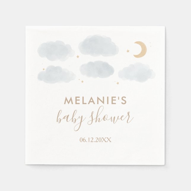 Serviette En Papier Aquarelle Moon Stars Baby shower (Devant)