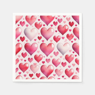 Serviette En Papier Aquarelle motif des coeurs