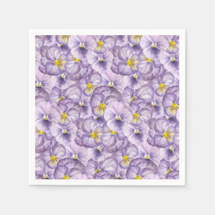 Serviette En Papier Aquarelle motif floral avec panneaux violets