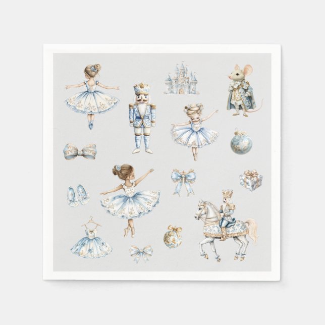 Serviette En Papier Aquarelle Motif Noisette Noël (Devant)