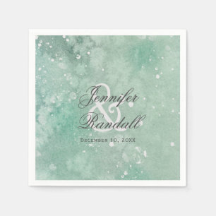 Serviette En Papier Aquarelle neige Moderne Mariage hivernal