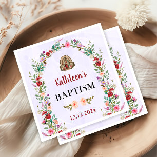 Serviette En Papier Aquarelle neutre Baptême floral