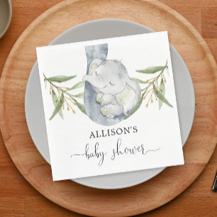 Serviette En Papier Aquarelle neutre pour le sexe de l'éléphant de béb