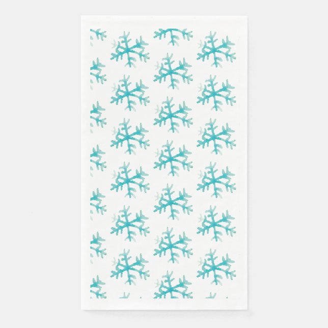 Serviette En Papier Aquarelle Noël Snowflakes Peint Motif (Devant)