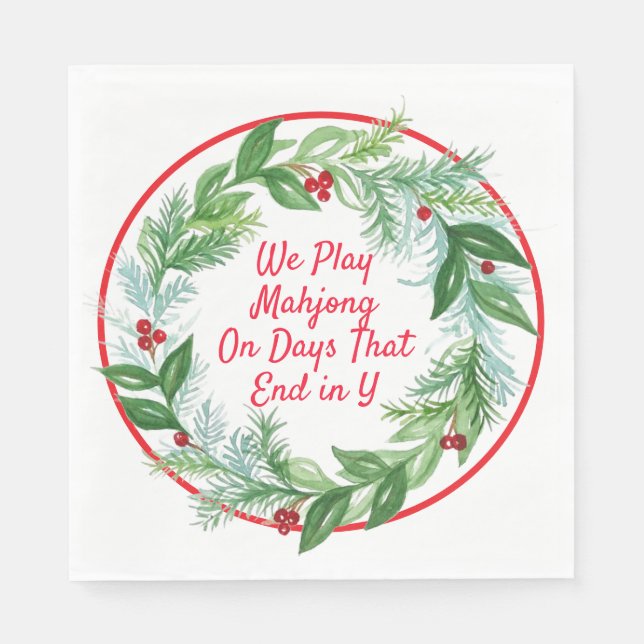 Serviette En Papier Aquarelle Noël Vacances MAHJONG (Devant)