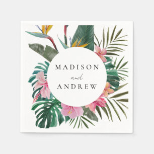 Serviette En Papier Aquarelle Oiseau de Paradise Mariage de couronne