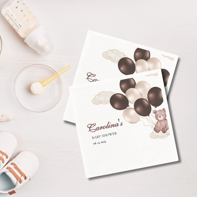 Serviette En Papier Aquarelle on peut attendre baby shower garçon (Créateur téléchargé)