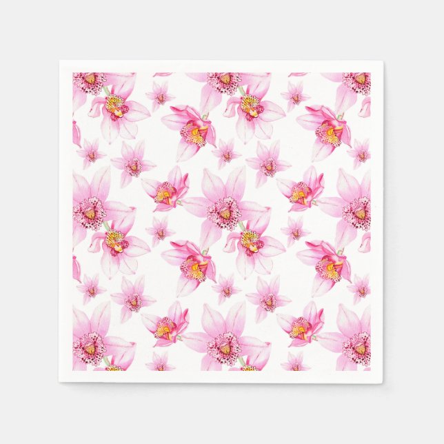 Serviette En Papier Aquarelle Orchidées Design 15 (Devant)