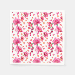 Serviette En Papier Aquarelle Orchidées Design 2