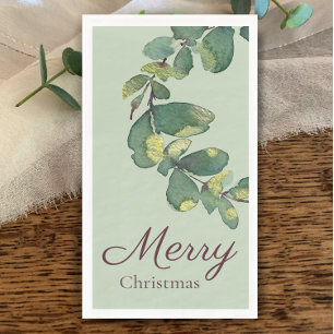 Serviette En Papier Aquarelle originale de verdure Joyeux Noël