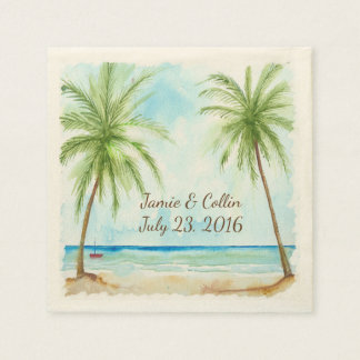Serviette En Papier Aquarelle Palm Tree Papier de mariage personnalisé
