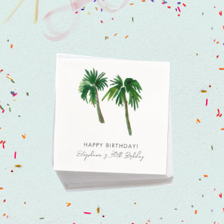 Serviette En Papier Aquarelle Palmiers tropicaux Anniversaire