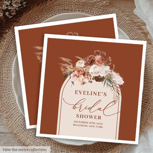 Serviette En Papier Aquarelle Pampas Pampas Paillotes florales serviet (Watercolor Pampas Floral Napkins for Bridal Shower)