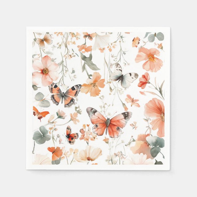 Serviette En Papier Aquarelle Papillon Meadow Jolie (Devant)