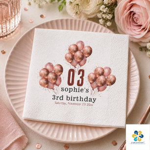 Serviette En Papier Aquarelle Parties scintillant Rose Gold ballon 3e 