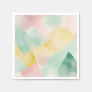 Serviette En Papier Aquarelle Pastel minimaliste avec formes géométriq