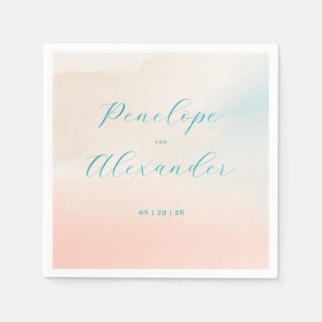 Serviette En Papier Aquarelle Pastel Romantique (Devant)